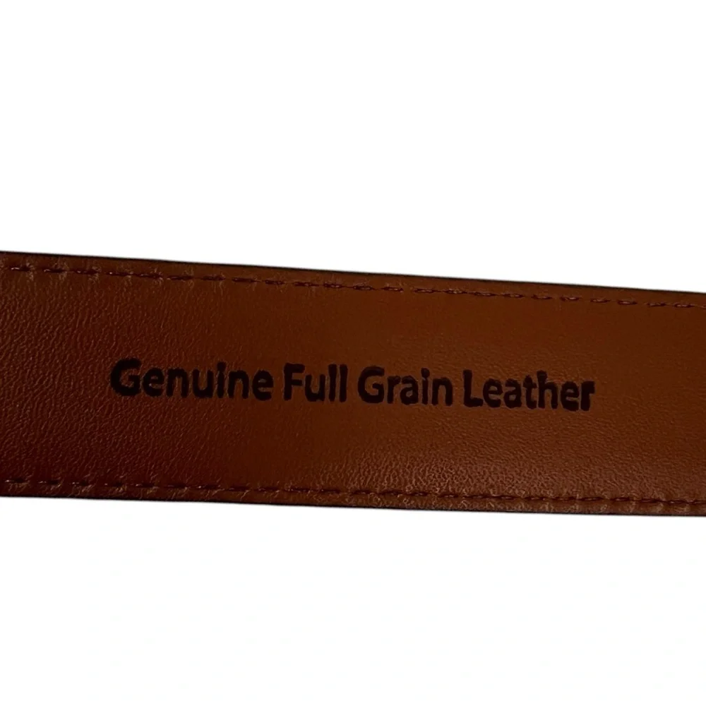 L.L. Bean Brown Full Grain Leather Made In USA Belt Mens Size 38 Casual EUC - Picture 10 of 12
